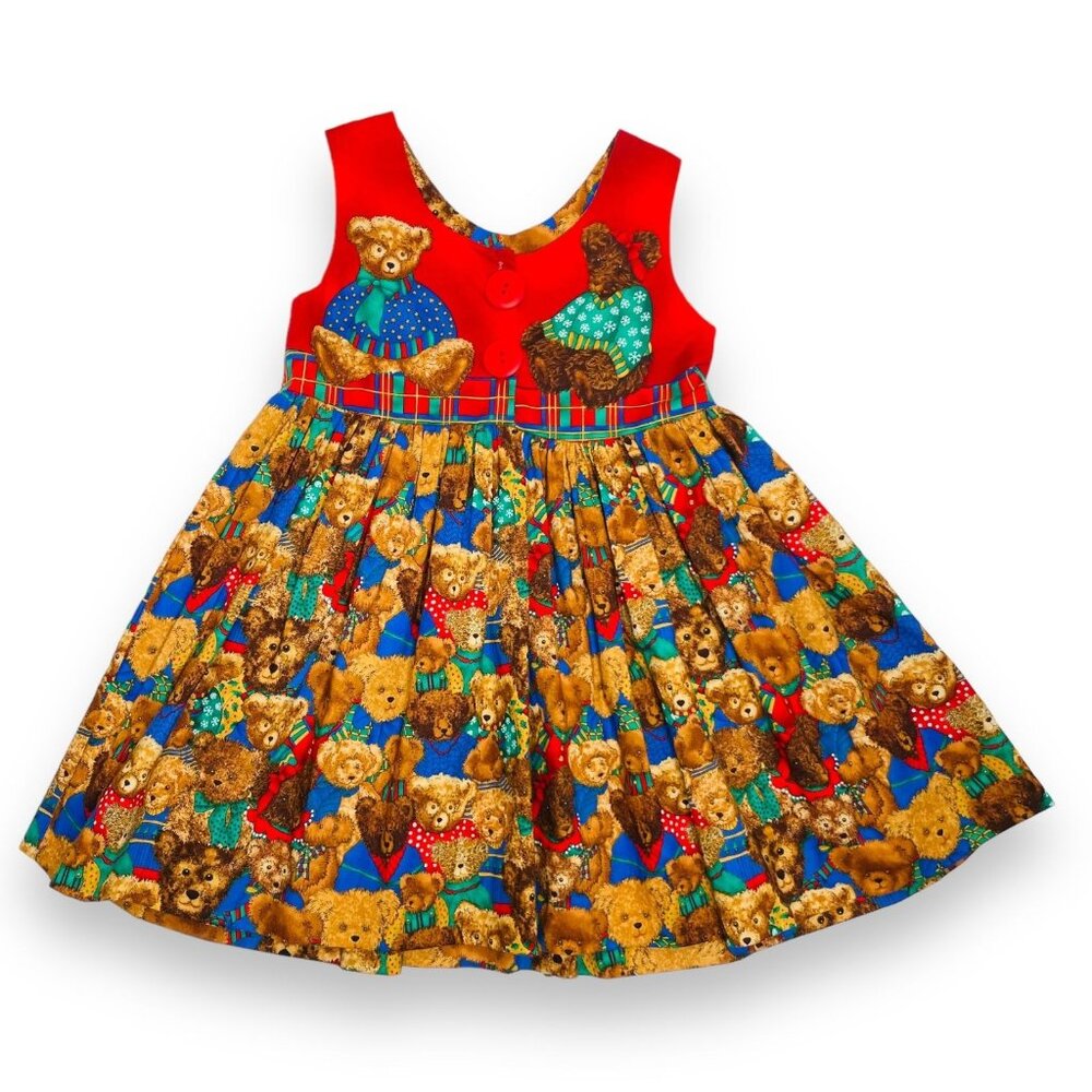 Vintage Daisy Kingdom Girls Novelty Teddy Bear Print Sleeveless Dress  2T / 3T